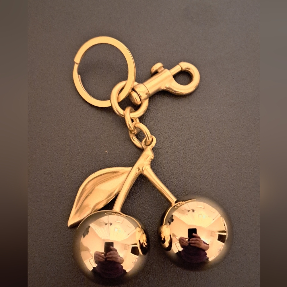 Gold Cherry Keychain NWOT